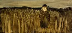 Lady in Flax by John Walsh, oil on board, sold Sep 2015