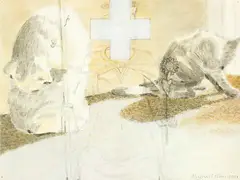 Shrine by Michael Harrison, acrylic and graphite on paper, offered Sep 2015