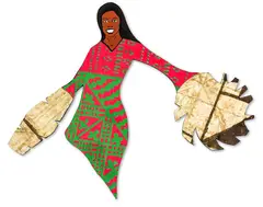 Andy Leleisi’uao, Pacific Angel, mixed media on board