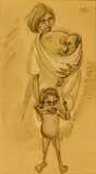 Elizabeth Durack, Untitled (family group), pastel and pencil
