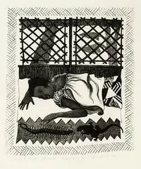 Robin White, Florence is ill, etching, 23/30