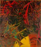 Phillip Trusttum, Garden Series (Orange/Red/Yellow), oil on board