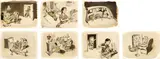 Dick Frizzell, Untitled – Story board, graphite, ink and wash on board; 7 parts