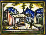 Nigel Brown, Urewera, monoprint and mixed media