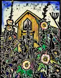 Nigel Brown, Summer Garden, hand coloured woodcut