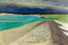 Trevor Moffitt, Rakaia River Series No. 26, oil on board