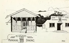 Robert Ellis, Te Rawhiti War Memorial Dining Hall, ink on paper