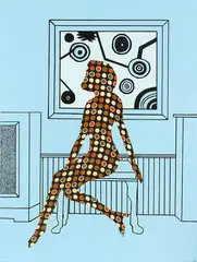 George Savill, Gallery Girl, acrylic and collage on canvas
