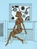 George Savill, Gallery Girl, acrylic and collage on canvas