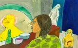 Jeffrey Harris, Woman in Front of Mirror, mixed media on paper