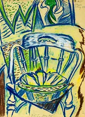 A.M’s Chair by Philip Clairmont, oil pastel on paper, sold Sep 2015