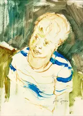 Garth Tapper, Untitled – portrait of a boy, oil on board