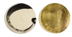 Oxherding by Max Gimblett, acrylic on Belgian linen and gold leaf on shaped wooden panel, diptych, offered Aug 2015