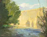 Claus Edward Fristrom, Sunlit Cliffs, Masterton, oil on canvas board