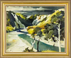 The Rangitikei River by Peter McIntyre, oil on board, offered Aug 2015