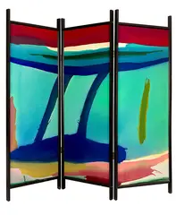 Gretchen Albrecht, Sea Screen No. 1, acrylic on canvas mounted to board in three-fold double sided screen structure