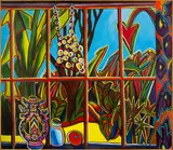 Claudia Pond Eyley, Window-Domestic Landscape, acrylic on canvas
