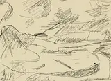 Toss Woollaston, Landscape, ink on paper