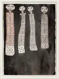 Don Nakaddilinj Namundja, Four Wakkewakken (Sugar Bag Spirit – Male, Female, Female, Male), natural ochres on Arches paper