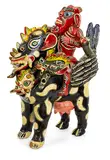 Alicia Martines Rafael, Hand-painted earthenware Mexican Devil Figure, riding a mythical dragon (some faults)