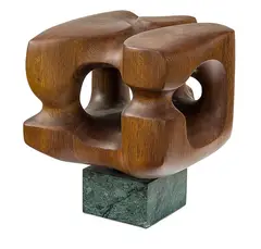 Guy Ngan, Anchor Stone, carved wood on marble base