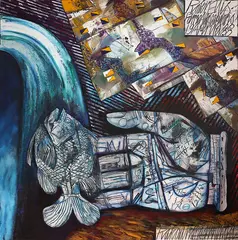 Robert Ellis, Rakaumangamanga, acrylic on canvas