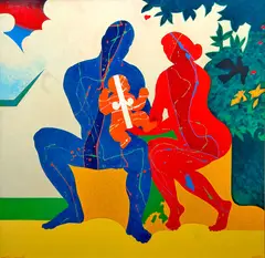 Pat Hanly, Suburban Innocents, oil and enamel on board