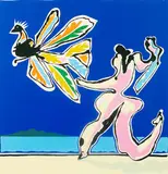 Pat Hanly, Paradise Bird Escapes <br> Bather, silkscreen print, 36/50