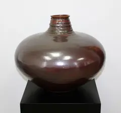 Large floor vase by Ray Rogers, with brown iridescent glaze, sold Mar 2015