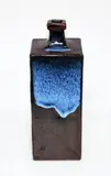 Len Castle, Bottle vase, with jun type glaze poured over tenmoku