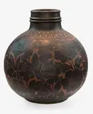 Large floor by Graeme Storm, with brown glaze with carved decoration, sold Mar 2015