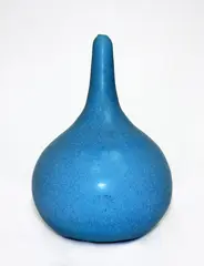 Stone ware gourd form by Len Castle, with barium blue semi matt glaze, sold Mar 2015