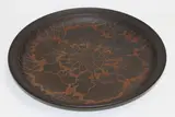 Large brown glaze dish by Graeme Storm, with carved floral decoration, sold Mar 2015