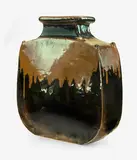 Len Castle, Blossom vase, Tenmoku glaze with lugs handles to the shoulder