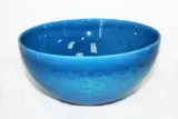 Len Castle, Hemispherical shaped earthenware bowl, with alkaline blue glaze