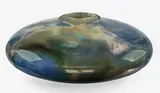 Ray Rogers, Large and impressive stoneware floor vase, with iridescent glaze and fungoid form top