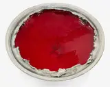 Lava lake bowl by Len Castle, with sculptured cavetto and red lava glaze to the well and black matt stained exterior, sold Mar 2015