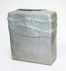 David Shearer, Large slab vase, with white crackle glaze