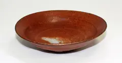 Stoneware dish by Len Castle, with shino glaze, sold Mar 2015