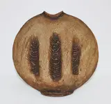 Len Castle, Press moulded discoid vase, with burnt umber pigmented surface