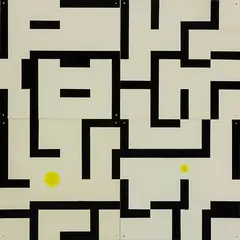 Simon Morris, Incident, mixed media on four aluminium panels