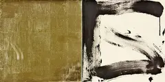 Max Gimblett, The Door that Contains the Night, acrylic polymer and silver on linen, diptych