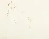Ralph Hotere, Nude in bath, ink on paper