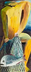 Dick Frizzell, Fisherman, oil on board