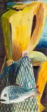 Fisherman by Dick Frizzell, oil on board, sold Feb 2015