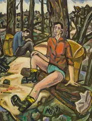 Nigel Brown, The Trampers, oil on canvasboard