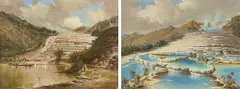 Charles Blomfield, The Pink and White Terraces, oil on canvas, diptych