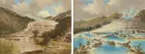Charles Blomfield, The Pink and White Terraces, oil on canvas, diptych