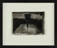 Michael Hight, Port Waikato, monoprint with applied bodycolour