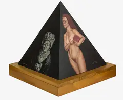 Pyramid No. 8 by Mary McIntyre, oil on board on macrocarpa base, offered Feb 2015